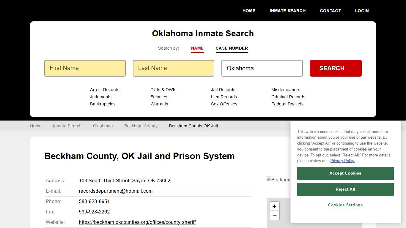 Beckham County OK Jail Inmate Records Search, Oklahoma - StateCourts